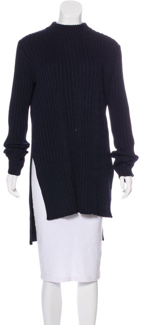 Celine High Low Knit Dress Navy Sweater