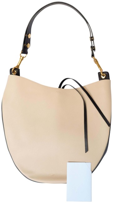 Celine Hobocross Beige Black Bicolor Leather Hobo Bag