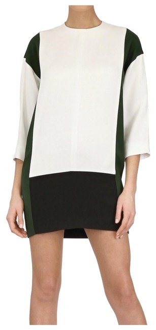 Celine Ivory Green Black Shift Phoebe Philo Era Short Casual Dress4 S