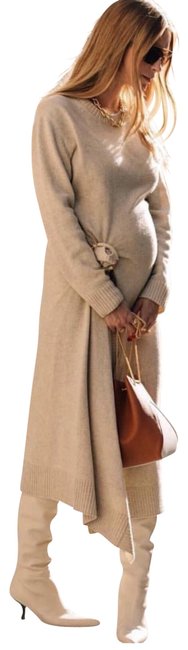 Celine Ivory Wool Knit Jewel Knotted Pin Long Casual Maxi Dress8 M