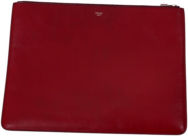 Celine L Measurements: 1375 X 10 H Burgundy Red Leather Clutch