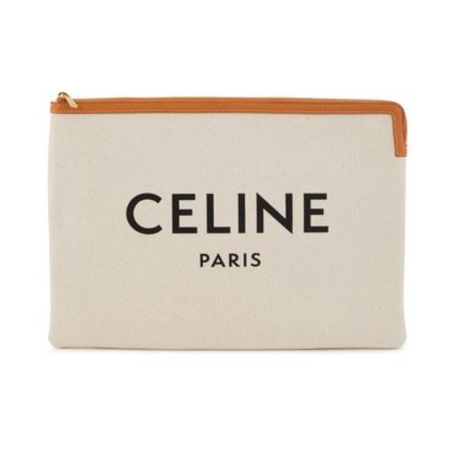 Celine Logo Printed Canvas and Leather Pouch Clutch