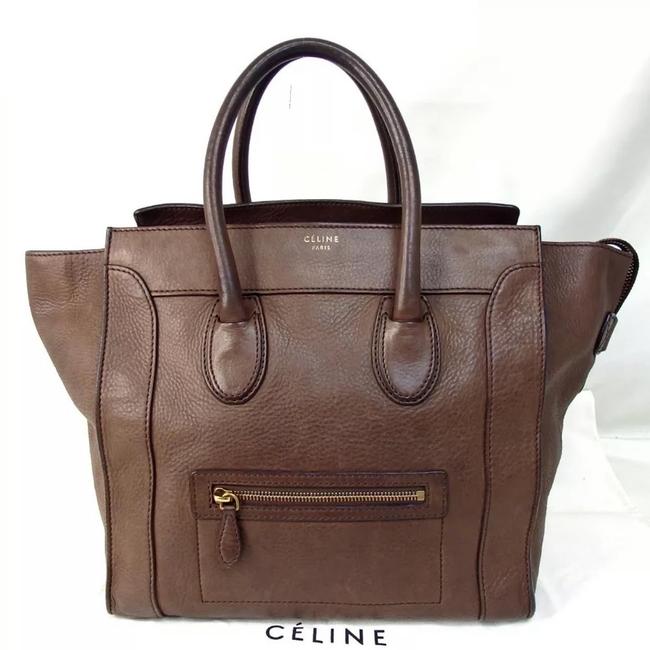 Celine Luggage Brown Lambskin Leather Satchel