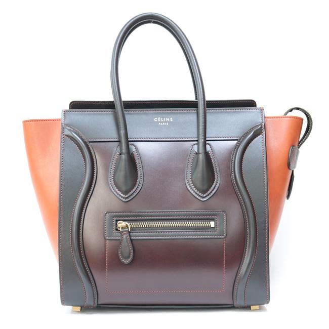 Celine Luggage Handbag Micro BrownWhite Satchel