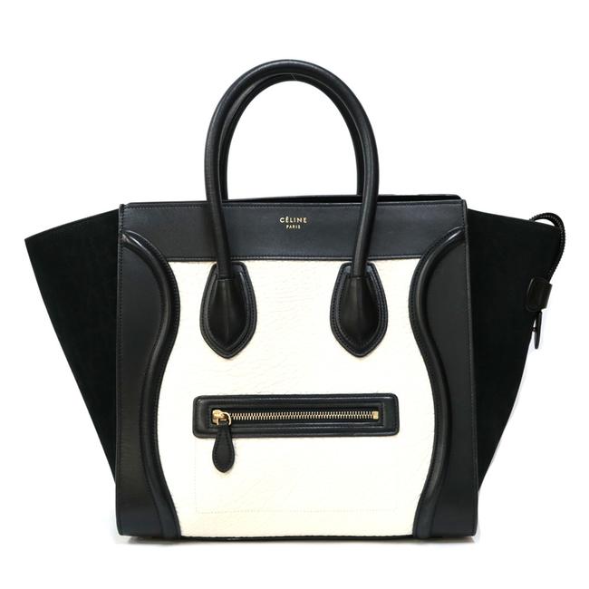 Celine Luggage Handbag Mini BlackWhite Satchel
