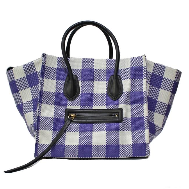 Celine Luggage Handbag Mini Ladies Mens BlueWhite Satchel