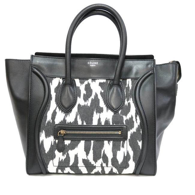 Celine Luggage Handbag Mini Womens Mens BlackWhite Satchel