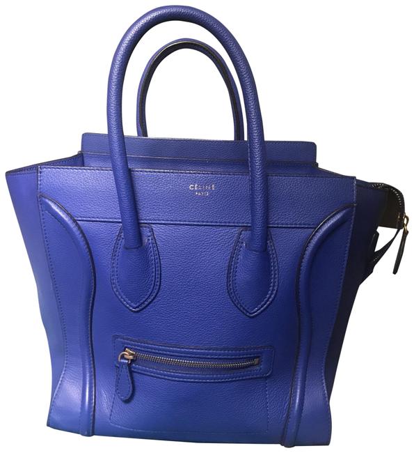 Celine Luggage Mini Handbag Indigo Calfskin Leather Satchel