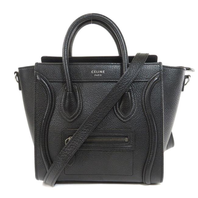 Celine Luggage Nano Handbag Calf Ladies Black Satchel