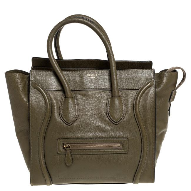 Celine Luggage Olive Green Leather Mini Tote Satchel