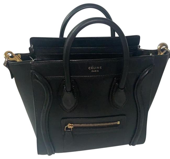 Celine Luggage Small Black Leather Cross Body Bag