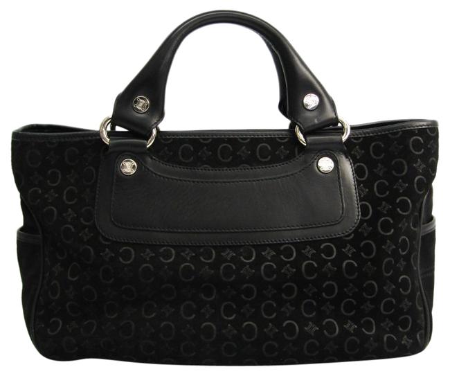 Celine Macadam Boogie Pattern Womens Handbag Black LeatherSuede Satchel