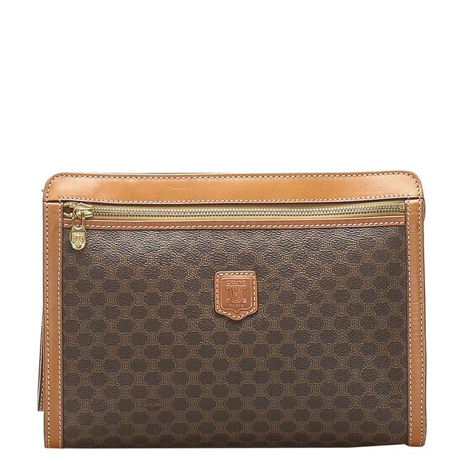 Celine Macadam Brown Canvas Bag Clutch