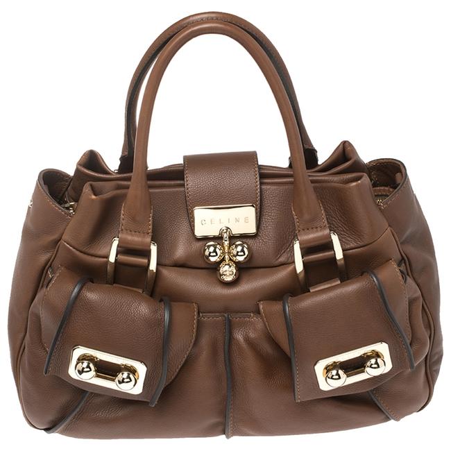 Celine Macadam Brown Leather Satchel