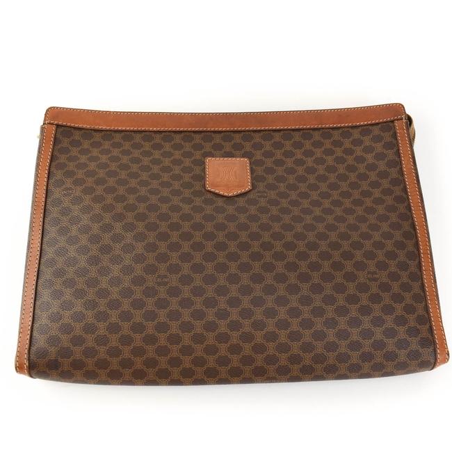 Celine Macadam Brown Macadam LogoLeather Nw Clutch