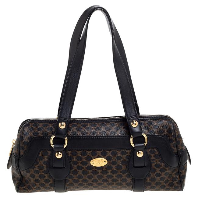 Celine Macadam Coated Canvas and Leather Satchel