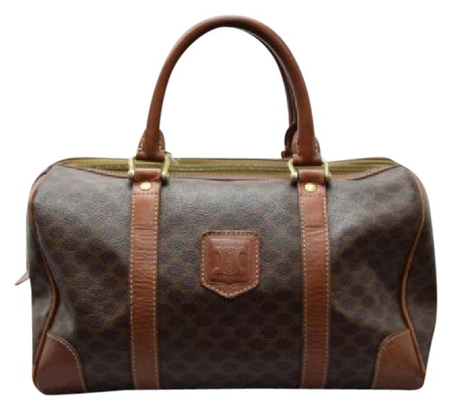 Celine Macadam Hand Brown Leather Pvc Satchel