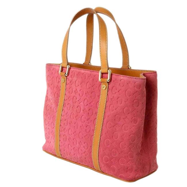 Celine Macadam Handbag Pink Suede Satchel
