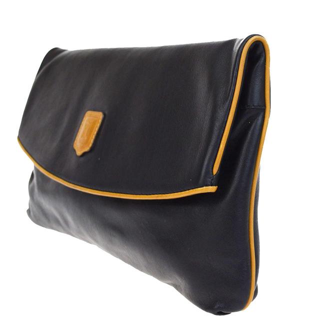 Celine Macadam Leather Black Brown Italy Clutch