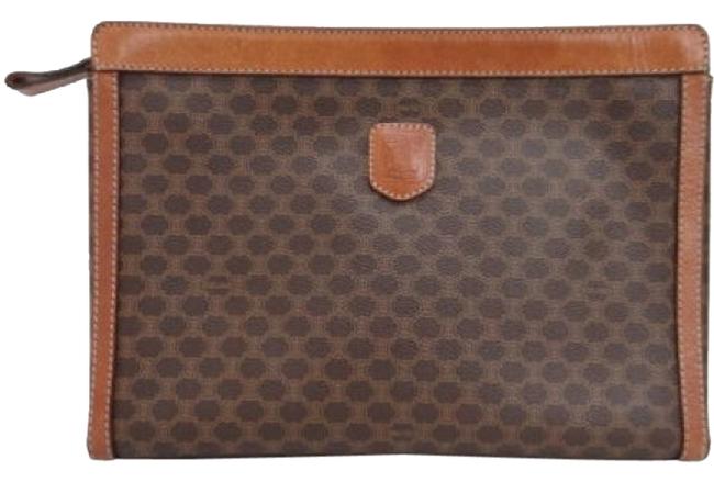Celine Macadam Leather Brown Italy Clutch