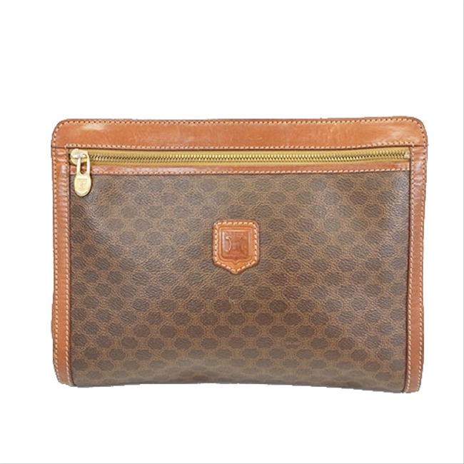 Celine Macadam Mens Brown Pvc Clutch