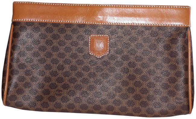 Celine Macadam Mo7 Canvas Dark Brown LeatherPvc Clutch