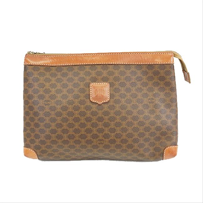Celine Macadam Pouch Womens Pouch Brown Pvc Clutch