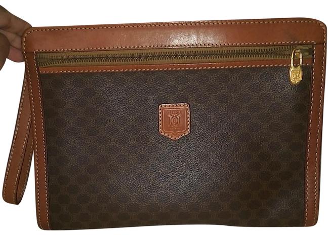 Celine Macadam Pvc Brown Clutch