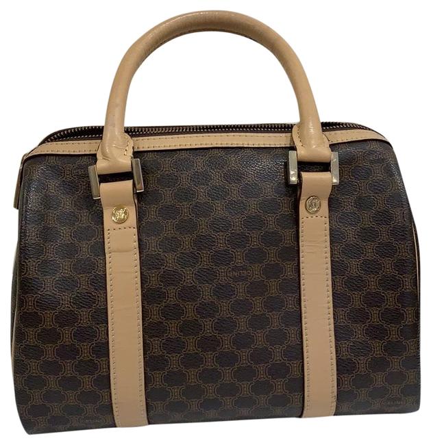 Celine Macadam Speedy Brown Coated Canvas Satchel