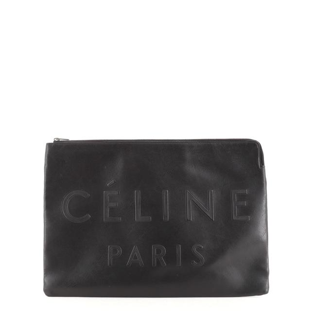 Celine Made In Pouch Large Black Leather Clutch