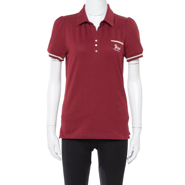Celine Maroon Cotton Pique Logo Embroidered Polo T shirt M Tee Shirt