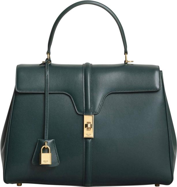 Celine Medium Sac 16 Green Amazone Satinated Smooth Calfskin Leather Satchel