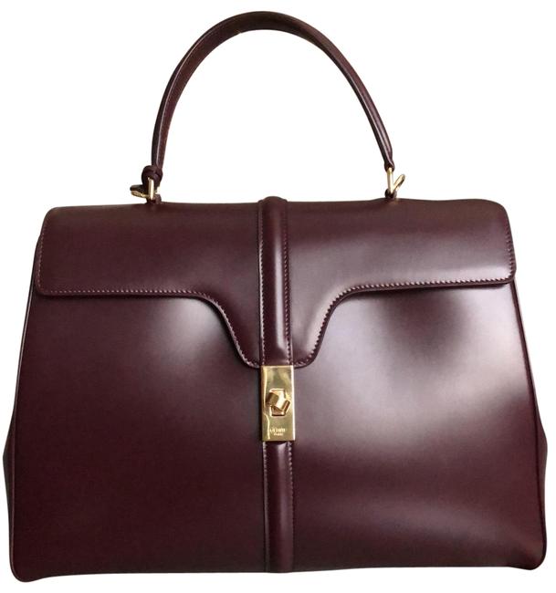 Celine Medium 16 Satinated Burgundy Calfskin Leather Satchel