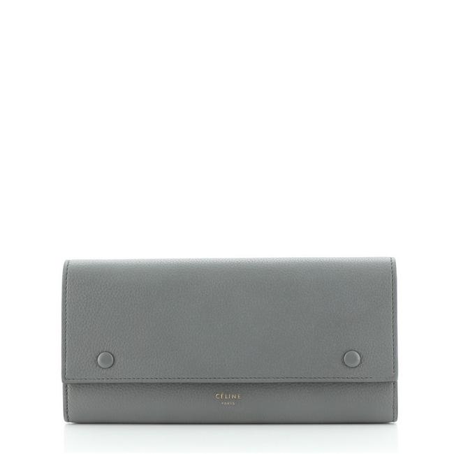 Celine Multifunction Flap Wallet Large Gray Leather Clutch