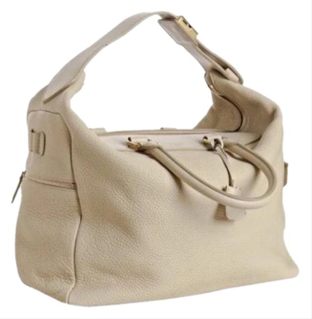 Celine Boston Cream Convertible Beige Pebble Leather Hobo Bag
