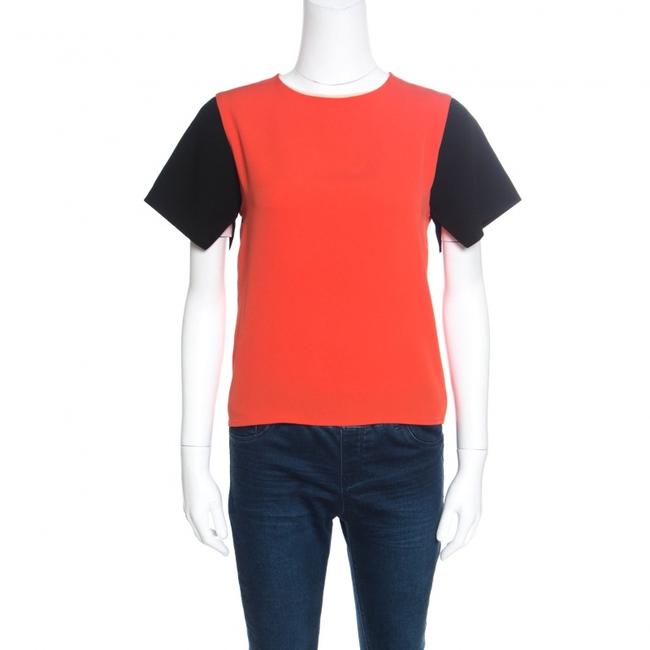 Celine Orange Contrast Sleeve Crepe Top M Blouse