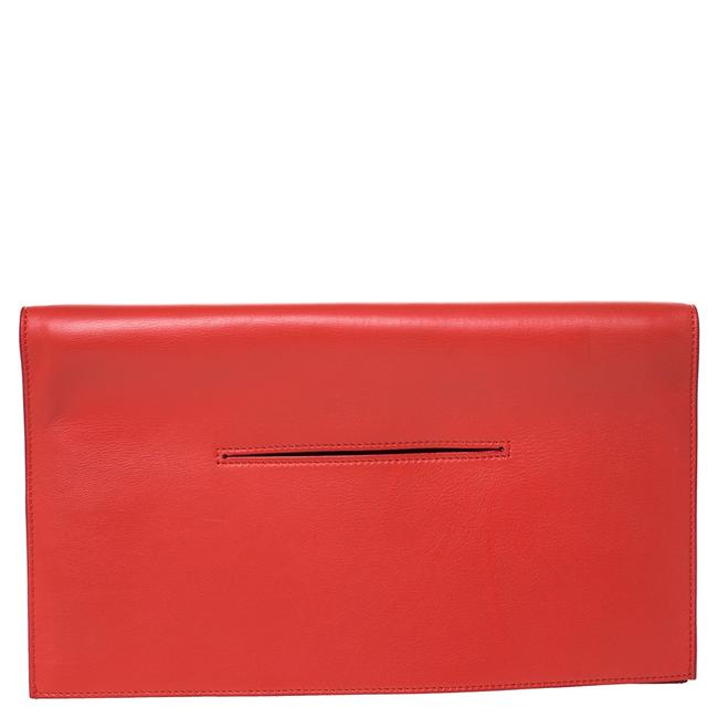 Celine Orange Leather Foldover Slim Clutch