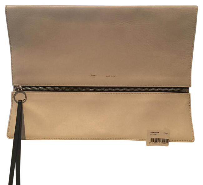 Celine Overd Zip White Leather Clutch