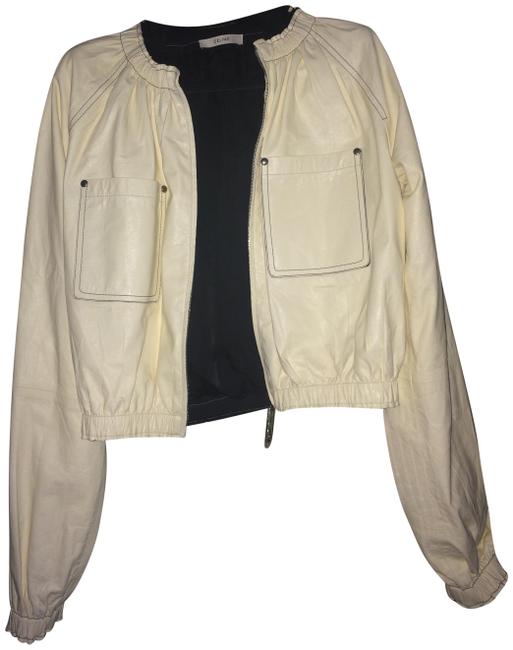 Celine Pale Yellow Lambskin Bomber Jacket4 S