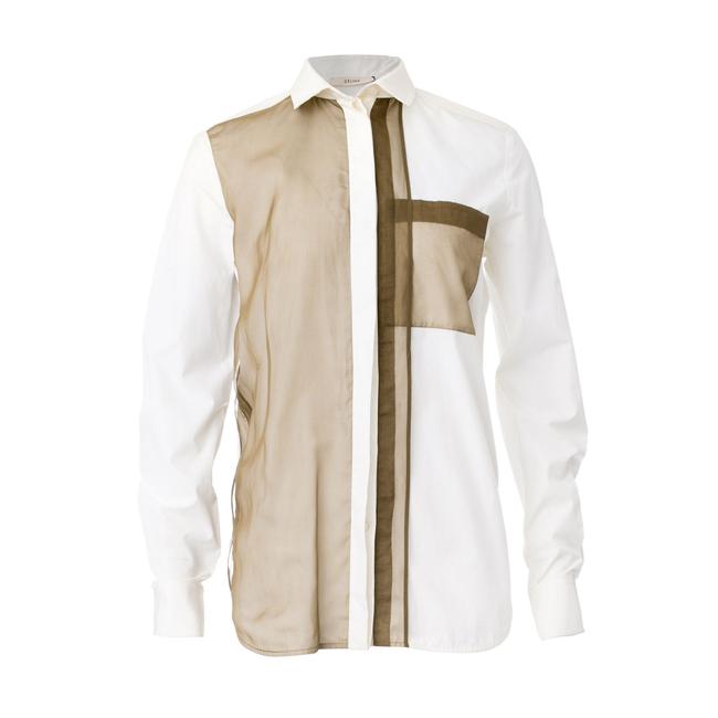 Celine Patchwork Long Sleeve Shirt Fr38 Blouse