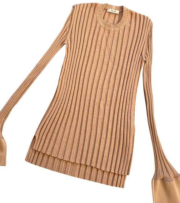 Celine Phoebe Philo Wool Bell Sleeve Beige Top