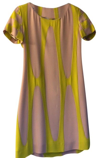 Celine Pink and Yellow Short Cocktail Dress2 XS