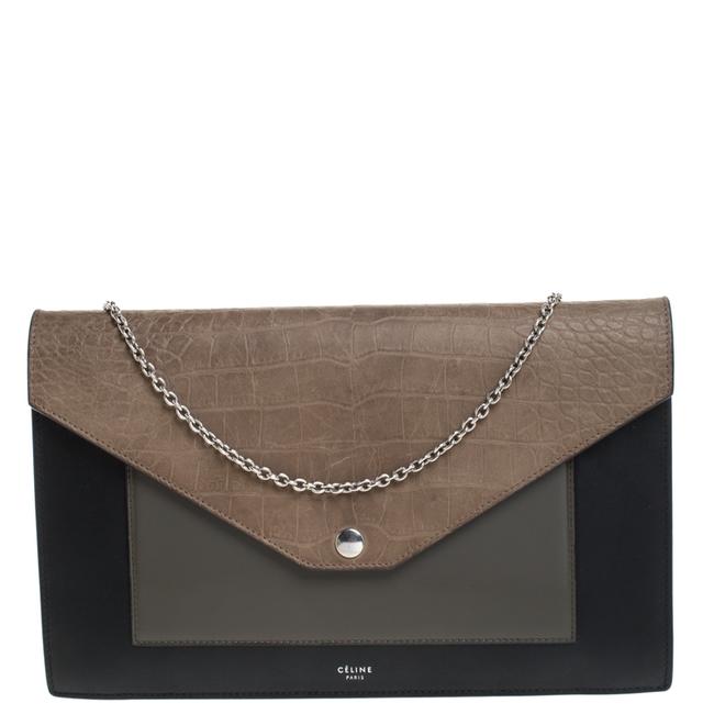 Celine Pocket Tri Color Leather and Patent Leather On Chain Clutch