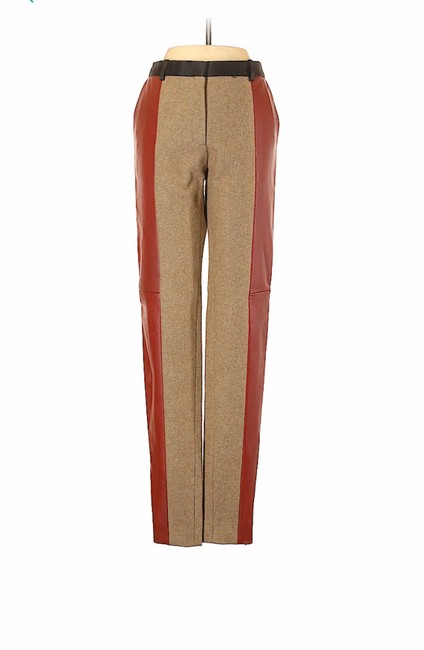 Celine RedBeige Lambskin LeatherWool Sz38 Sz6us Pants6 S, 28