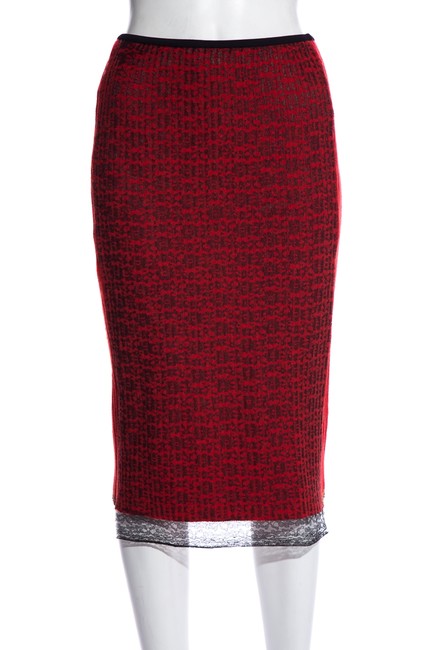 Celine RedBlack Sheer Lace Skirt2 XS, 26