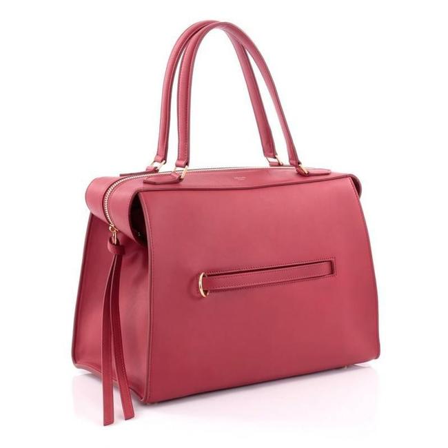 Celine Ring Red Calfskin Leather Satchel