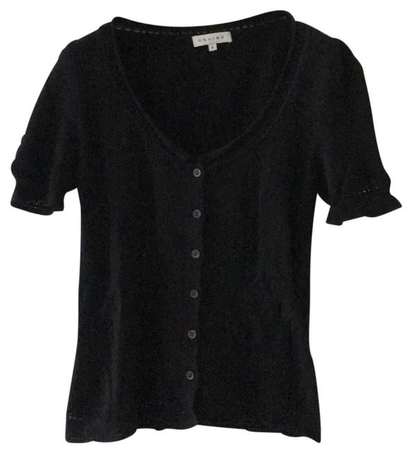 Celine Short Sleeve Button Down Cashmere Black Sweater