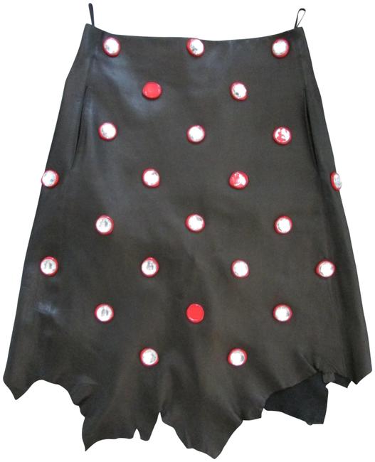 Celine Black Leather Glove Crystals Skirt6 S, 28