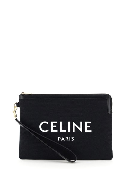 Celine Small Pouch with Logo Black Clutch
