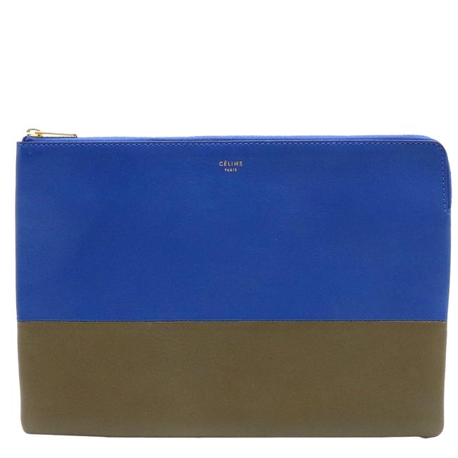 Celine Solo BlueBrown Leather Bag Clutch
